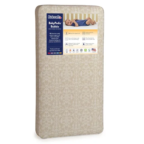 Miniatura 15 de Kolcraft BabyPedic - Colchón impermeable de grado médico para cuna y cama infantil, comodidad aireada, 80 bobinas de acero, certificado GREENGUARD