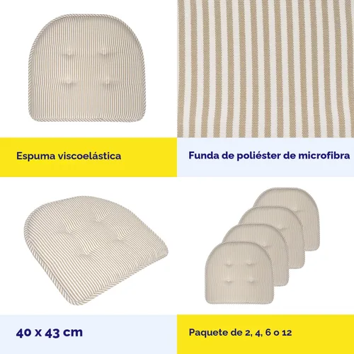 Miniatura 6 de Sweet Home Collection - Cojín de espuma viscoelástica para silla, con capitoné, parte trasera de goma antideslizante, en forma de U, de 17 x 16 Gris