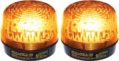 Seco-Larm SL-126Q/A - Luz estroboscópica de tubo de xenón (paquete de 2), ámbar, fácil instalación de 2 hilos, bajo consumo de corriente, 300 horas