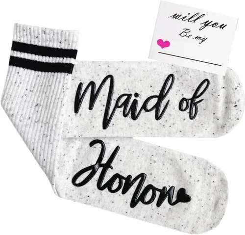 Miniatura 11 de WIFFGO Regalos de dama de honor para mujeres, regalos de despedida de soltera, calcetines peludos de compromiso, lindos calcetines de novia, regalos