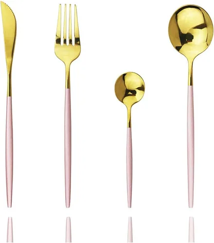 Miniatura 15 de JASHII Juego de cubiertos de 4 piezas de acero inoxidable 304 para el hogar, juego de cubiertos de cocina con espejo, cuchillo pulido, tenedor