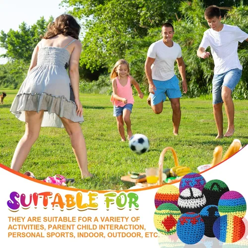 Miniatura 3 de Libima 10 unidades 10 30 Paquete de 60 bolas de patada tejidas multicolor surtidas de Kickball de punto de ganchillo patrón geométrico