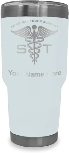 Miniatura 8 de LaserGram Vaso aislado al vacío de 20 onzas, ST Surgical Technologist, grabado personalizado incluido (gris)