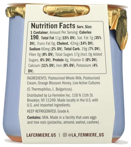 Miniatura 2 de La Fermiere Orange Blosson Honey Yogurt, 4.9 Oz