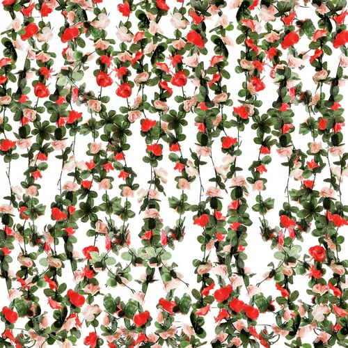Foraineam Paquete de 10 guirnaldas de rosas artificiales colgantes de 82 pies, rosas falsas, flores, plantas, hiedra, hogar, hotel, oficina, boda,