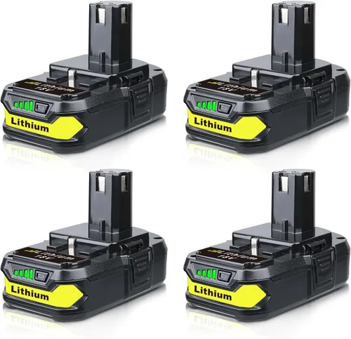 Masione Paquete de 4 baterías de repuesto de 3.0Ah P102 para Ryobi 18 V, compatible con baterías Ryobi P103 P104 P105 P108 P109 18 voltios