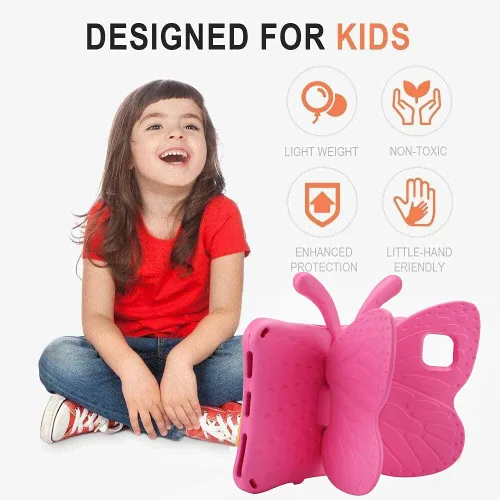 Miniatura 38 de FW Fire 7 - Funda para tablet para niños, Amazon Fire 7 2022, funda de mariposa con luz de atril, EVA, protección contra caídas, resistente, a