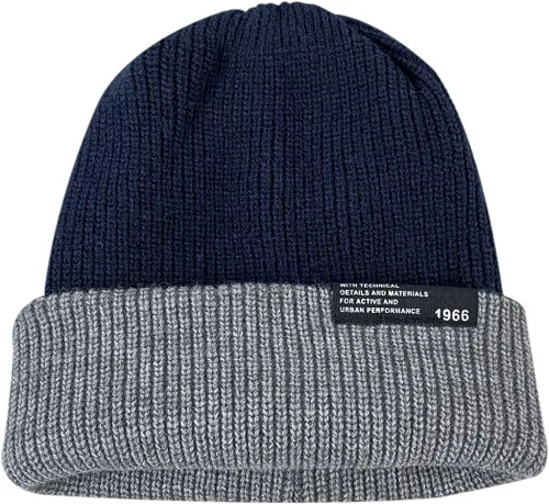 Miniatura 5 de CLAPE Gorro holgado unisex con puños, gorro de punto de calavera lisa para hombres y mujeres, de doble capa para invierno, gorro térmico de invierno
