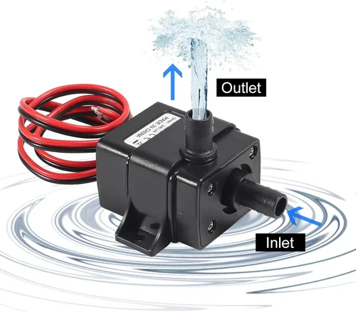 Miniatura 2 de DIANN Mini bomba de agua sumergible DC 12 V pequeña bomba de fuente (4.8 W 240 L/H) con tubo de 3.3 pies 0.315x0.394 in para fuente de acuario
