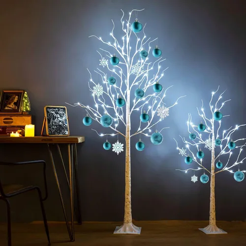 Miniatura 3 de Árbol de abedul iluminado, 48 luces LED de abedul para interiores y exteriores, luz de árbol de ramita artificial de 9 modos, temporizador