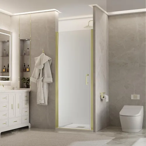 Miniatura 9 de Puerta de ducha pivote sin marco de 24-25.5 pulgadas de ancho x 72 pulgadas de alto, panel de ducha de vidrio transparente de 1/4 pulgadas, acabado
