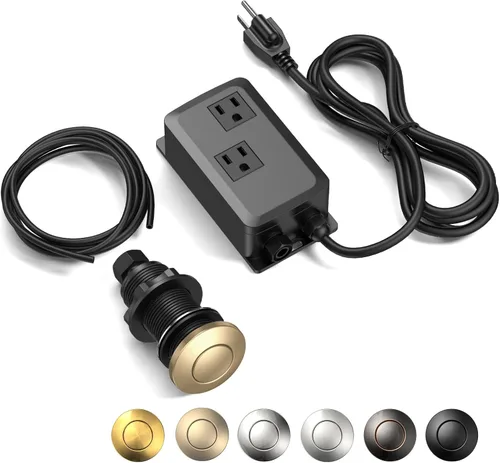 Miniatura 16 de Kit de interruptor de aire para eliminación de basura ANWOLL - Profesional - Doble salida, interruptor de encendido/apagado para desagüe en la parte