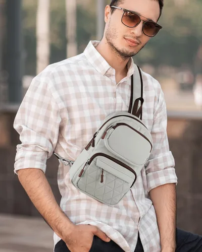 Miniatura 8 de ETRONIK Bolso bandolera para hombres y mujeres, bolso cruzado antirrobo, mochila de hombro, mochila de pecho para viajes, senderismo