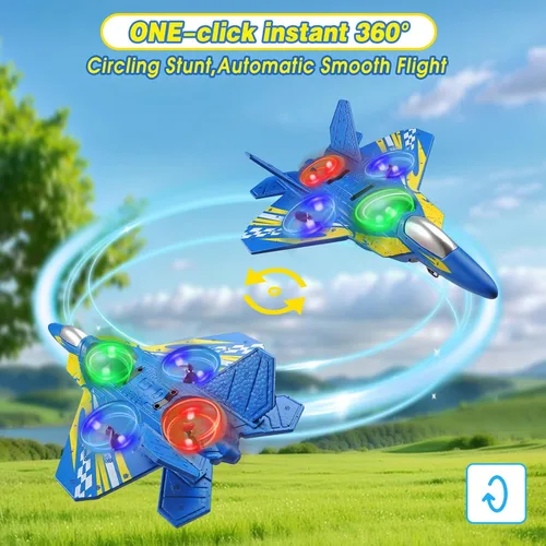 Miniatura 6 de jaming Aviones de control remoto de espuma, aviones RC de 2.4 GHz con luz, giro de 360°, rollo de acrobacias, drone de juguetes para adultos y niños