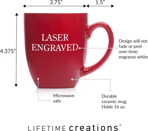 Miniatura 6 de Taza de café personalizada grabada "Crea tu propia taza" (Rojo) - Gran taza de café personalizada, taza grande personalizada, taza personalizada