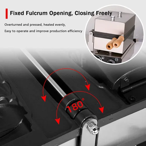 Miniatura 7 de Taiyaki - Plancha para hacer gofres de pescado, máquina eléctrica Taiyaki, máquina para hacer gofres de mermelada o helado de uso comercial