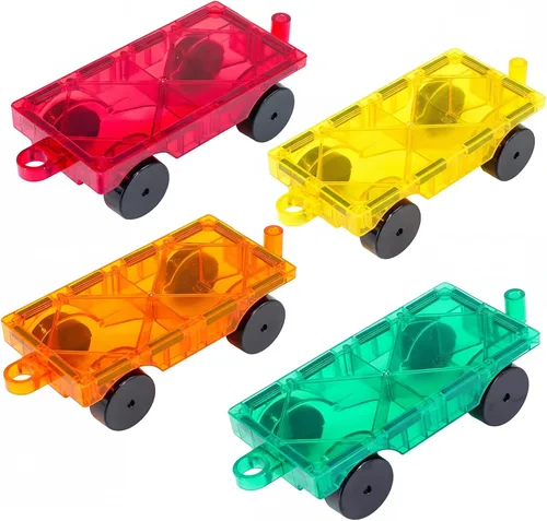 Miniatura 8 de Juego de azulejos magnéticos para automóvil, camión de juguete con imanes más fuertes, autos educativos con enganche reforzado y cama larga