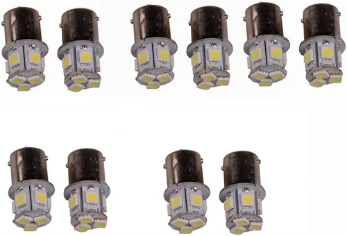 Miniatura 2 de 5 par 10 unids azul único punto de salida Super brillante LED 1156 SMD 8 led lámpara de señal coche bombilla coche bombillas 12 V para coche luz
