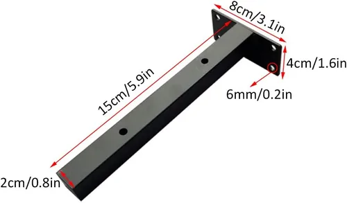 Miniatura 2 de Soporte de tubo rústico flotante, soporte de tubo cuadrado de hierro forjado oculto para pared en ángulo, para estantes, cocina, baño, oficina