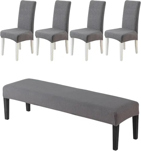 Miniatura 19 de CRFATOP 4 Piezas de Fundas Elásticas para Silla de Comedor con Funda para Banco Fundas Impresas para Silla de Comedor Fundas para Cojín de Asiento