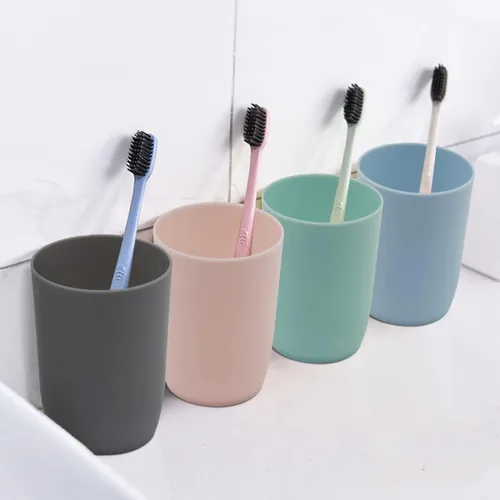 Miniatura 9 de Topsky Paquete de 4 vasos de baño – Vaso de plástico para cepillo de dientes – Vasos reutilizables – Vaso para enjuague bucal Color mixto 4 piezas