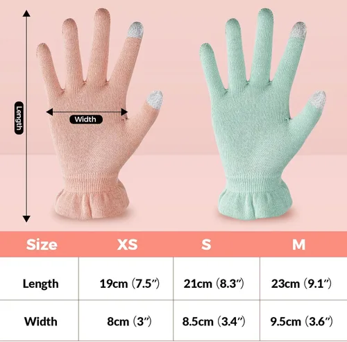 Miniatura 7 de Donfri 2 pares de guantes hidratantes de algodón para pantalla táctil durante la noche para SPA manos secas, cuidado de manos hidratantes día