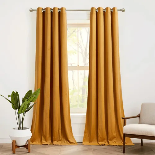 Miniatura 19 de RYB HOME Cortinas de terciopelo beige camello 84 pulgadas, cortinas gruesas de terciopelo para oscurecer la habitación para decoración de granja