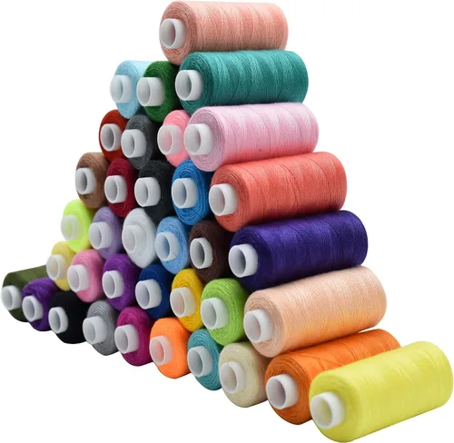 Miniatura 7 de Kits de hilos para máquina de coser, hilo de coser de poliéster de 36 colores, 400 yardas por carrete para coser a mano, viajes y bricolaje.