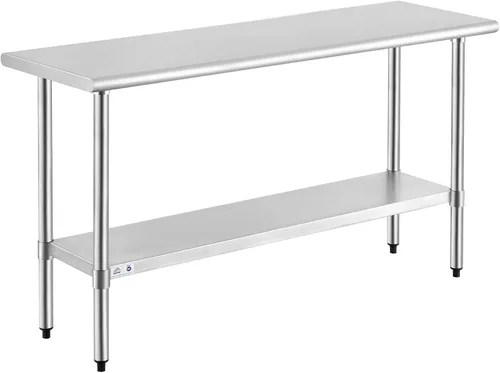 Miniatura 79 de Mesa de acero inoxidable para preparación y trabajo con protector contra salpicaduras, 24x72 pulgadas