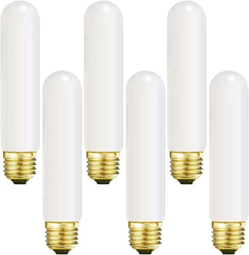Miniatura 11 de Bombilla LED T10 de 11.8 pulgadas, base E26, ópalo mate de porcelana, blanco cálido 2700K, regulable Edison 6W, bombilla tubular LED, 500LM, T10