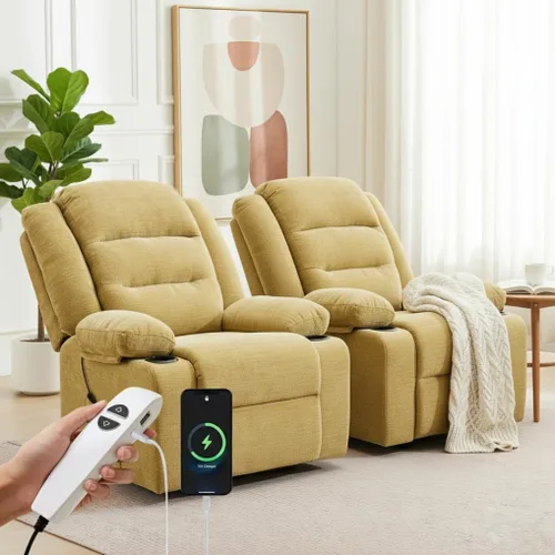 Miniatura 9 de Sillón reclinable eléctrico con portavasos, silla reclinable eléctrica para adultos, silla reclinable con bolsillo lateral para sala de estar