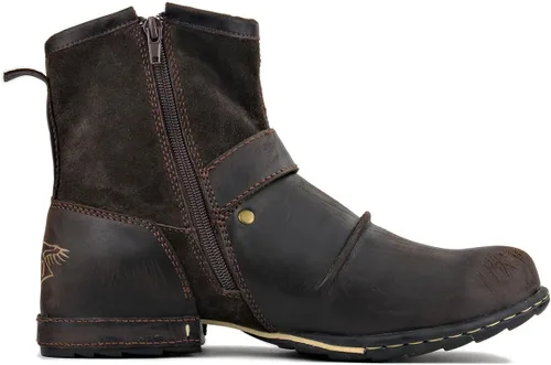 Miniatura 4 de OSSTONE Botas Moto para Hombre de Moda con Cremallera Botas de Cuero Chukka Casuales Estilo Retro OS-5008-1-DA1B1
