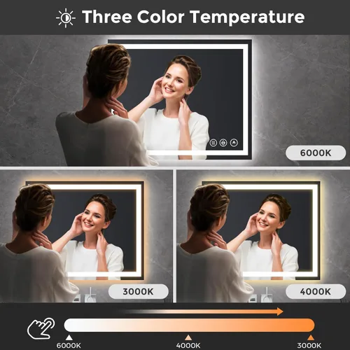 Miniatura 6 de Koonmi - Espejo de baño LED de 30 x 36 pulgadas, retroiluminación + iluminación frontal, espejo de baño LED con luces para pared, 3