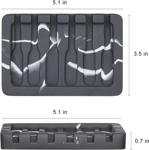 Miniatura 6 de INIUNIK Jabonera autodrenante – Bandeja para jabón con aspecto de mármol, caja de ahorro para esponja para baño, ducha, cocina, color negro