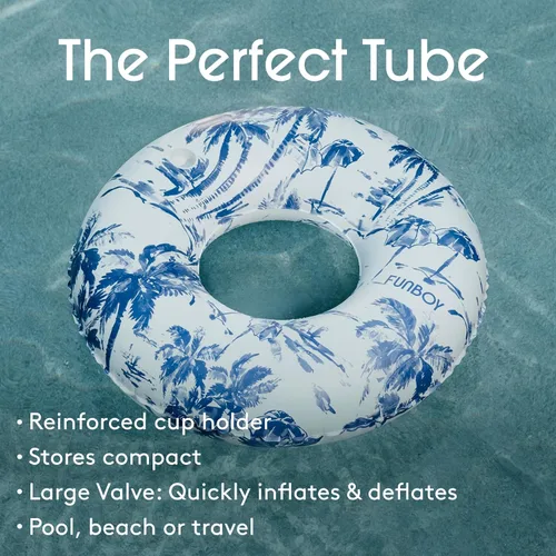 Miniatura 3 de FUNBOY Flotador inflable gigante de 48 pulgadas, anillo de natación extragrande para adultos con soporte para tazas, accesorios de piscina y tumbona