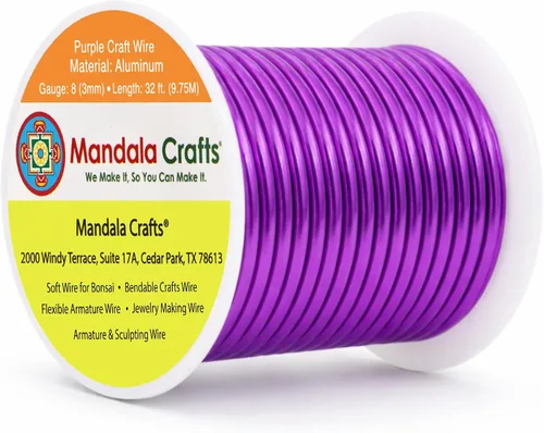 Miniatura 329 de Mandala Crafts - Alambre de aluminio anodizado de 8 calibre para hacer joyas - 9.75 m de alambre flexible negro colorido - Flexible para bonsái
