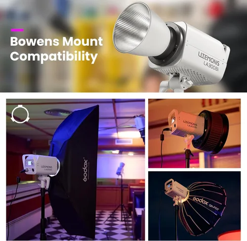 Miniatura 9 de Godox LA300Bi - Luz de video LED bicolor, iluminación continua de 330 W, 2800-6500 K, efectos de 11 FX, soporte para control de aplicaciones, luz