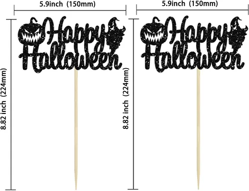 Miniatura 2 de Gyufise 24 adornos para cupcakes de Halloween con calabaza, fantasma, purpurina negra, decoraciones para cupcakes para niños, decoración de fiesta