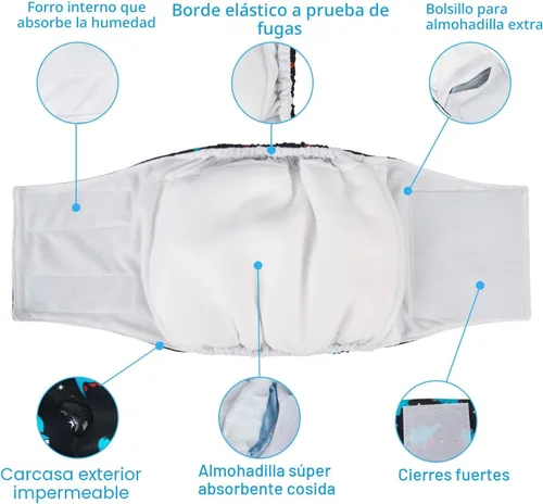 Miniatura 4 de CuteBone - Pañales para perros macho, pañales lavables para perros, DM07S