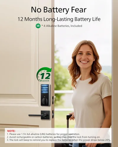 Miniatura 4 de Philips Cerradura de puerta electrónica de huellas dactilares, cerradura de puerta de entrada sin llave con pantalla táctil, batería de larga Níquel