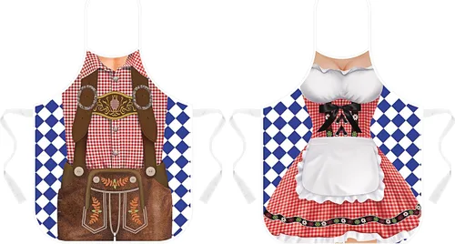 Miniatura 2 de Hillban 2 delantales de Oktoberfest para mujeres y hombres, delantal alemán para disfraz de Oktoberfest para parejas, cocinar, barbacoa, regalos