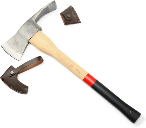 Miniatura 17 de Adler Rheinland - Hacha de camping con funda de cuero, forjado alemán, mango de nogal de 14 pulgadas, hacha compacta para senderismo, bushcraft