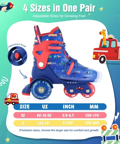 Miniatura 6 de Patines de Ruedas para Niños Principiantes - ZOOBLISS Patines de Ruedas para Niños Pequeños para Niños y Niñas de 3 a 7 Años con Ruedas que se azul