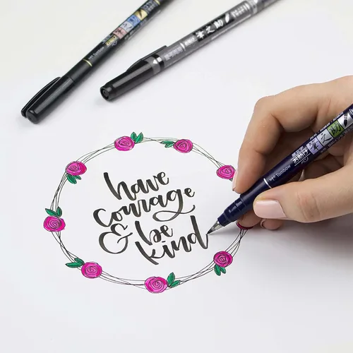 Miniatura 2 de Tombow 82040 Fudenosuke - Brocha para caligrafía y dibujos artísticos, punta doble, color negro y gris
