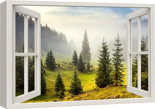 Miniatura 52 de Cuadro decorativo con diseño de ventana moderna blanca con vista, de la marca Wall26®