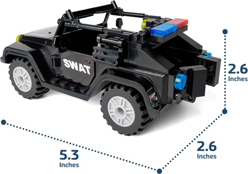 Miniatura 3 de Toysvill SWAT - Juego de bloques de construcción de policía militar SUV + minifiguras de soldados (12 piezas) con armas y accesorios de regalo
