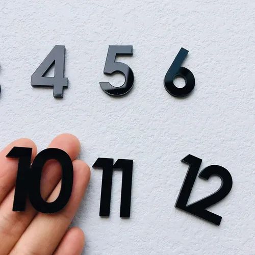 Miniatura 3 de 12 piezas de números acrílicos con espejo árabe para un reloj de pared (negro)