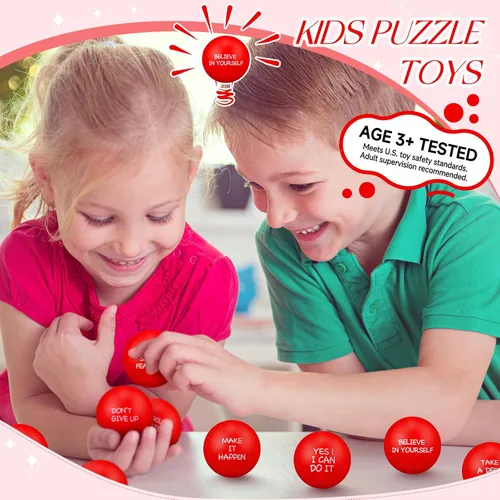 Miniatura 5 de Shappy 72 bolas inspiradoras para aliviar el estrés, bolas motivacionales de poliuretano a granel para adultos, terapia pequeña, juguetes para Rojo