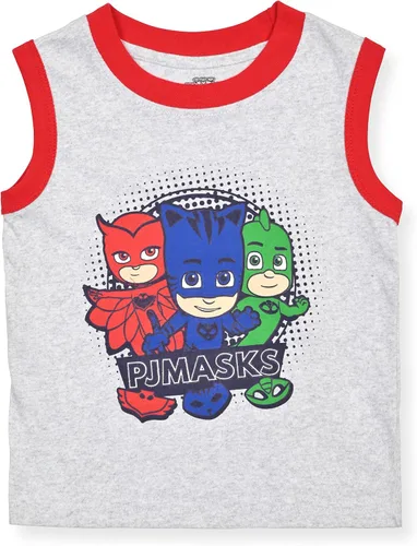 Miniatura 2 de Disney PJ Masks Catboy, Owlette y Gekko - Paquete de 2 camisetas sin mangas para niños pequeños y niños, color azulgris