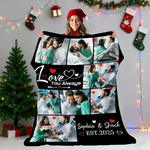 Miniatura 4 de Manta personalizada para adultos, manta de fotos personalizada para parejas, familia, niños, mascotas, regalo para cumpleaños, aniversario, Navidad